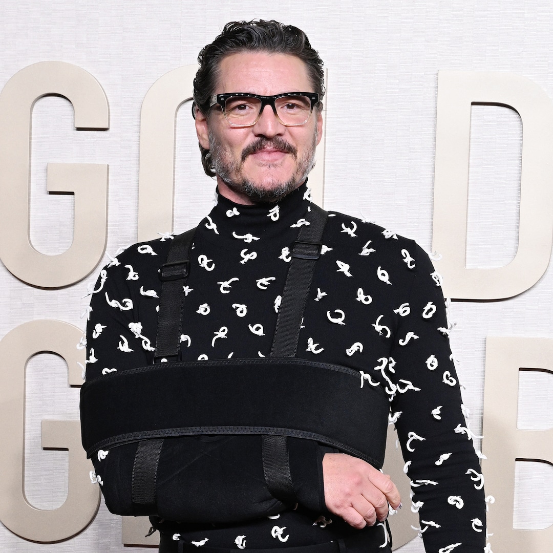 Why Pedro Pascal’s Arm Was in a Cast at 2024 Golden Globes Red Carpet